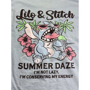 Disney Lilo & Stitch Summer Daze Graphic Womens Tee T-Shirt Size M Cotton Flawed